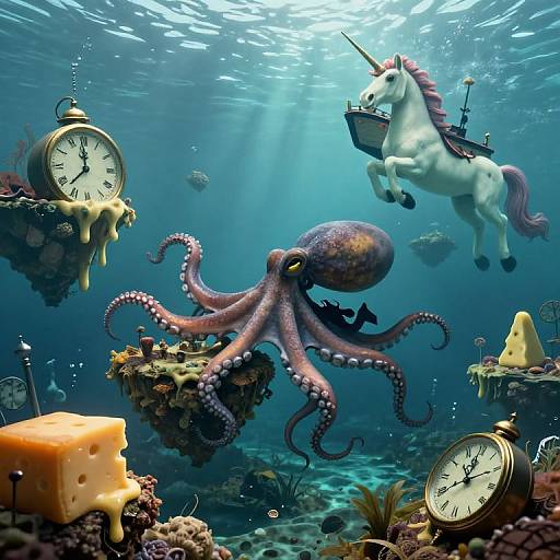 Surreal Underwater Victorian Octopus Odyssey