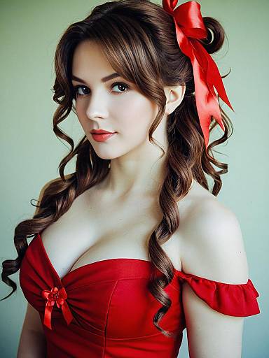 Cosplay photo of aerith gainsborough (red dress). Costume clothes