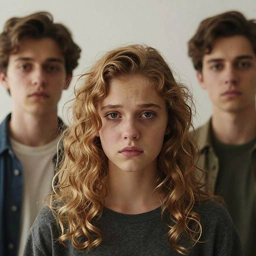 Nervous Girl Portrait with Golden Curls