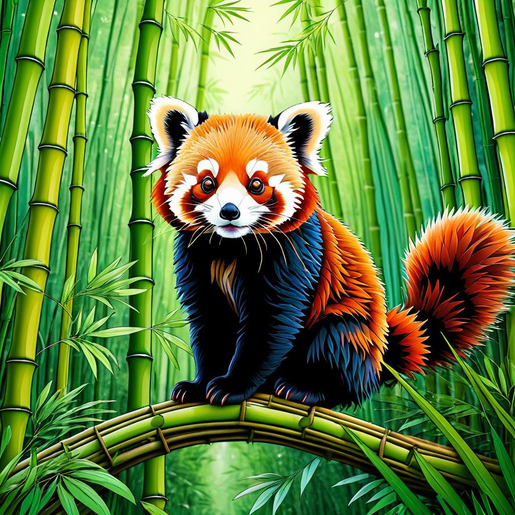 Whimsical Red Panda in Bamboo Wonderland