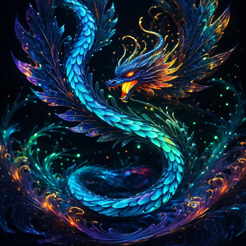 Mythical Serpent in a Nightscape