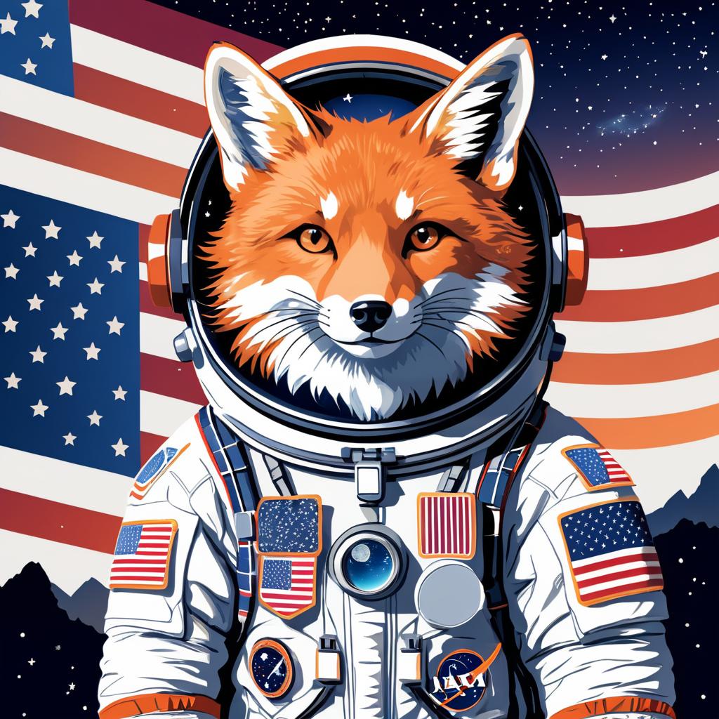 Fox Astronaut on a Cosmic Adventure