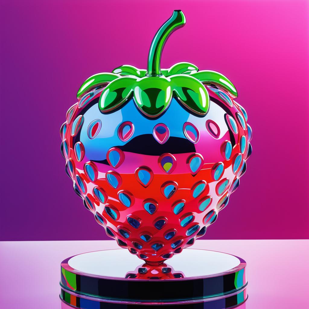 Vibrant Glass Strawberry Pop Art Sculpture