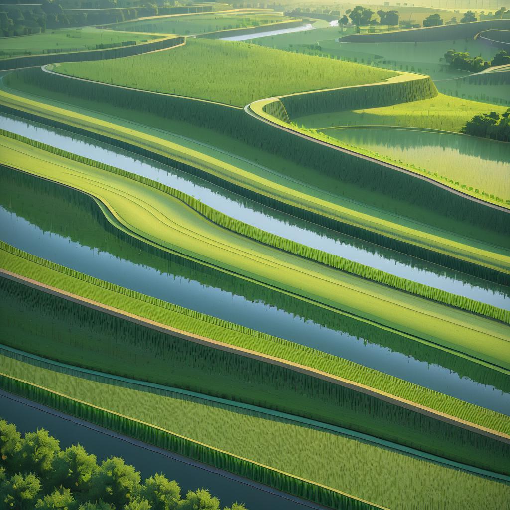 Late Evening Riverbend in Lush Greens