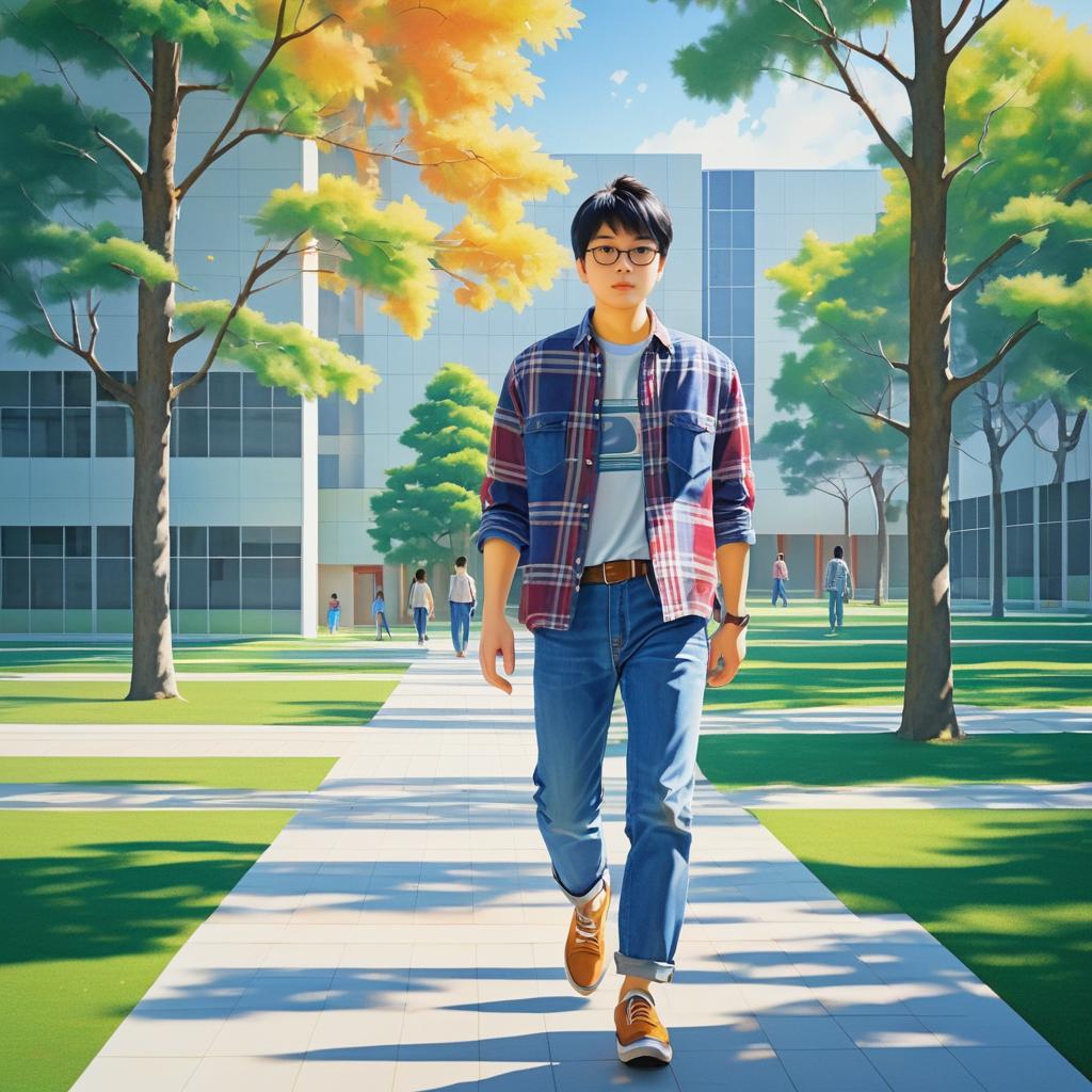 Hopeful Student on a Vibrant Campus