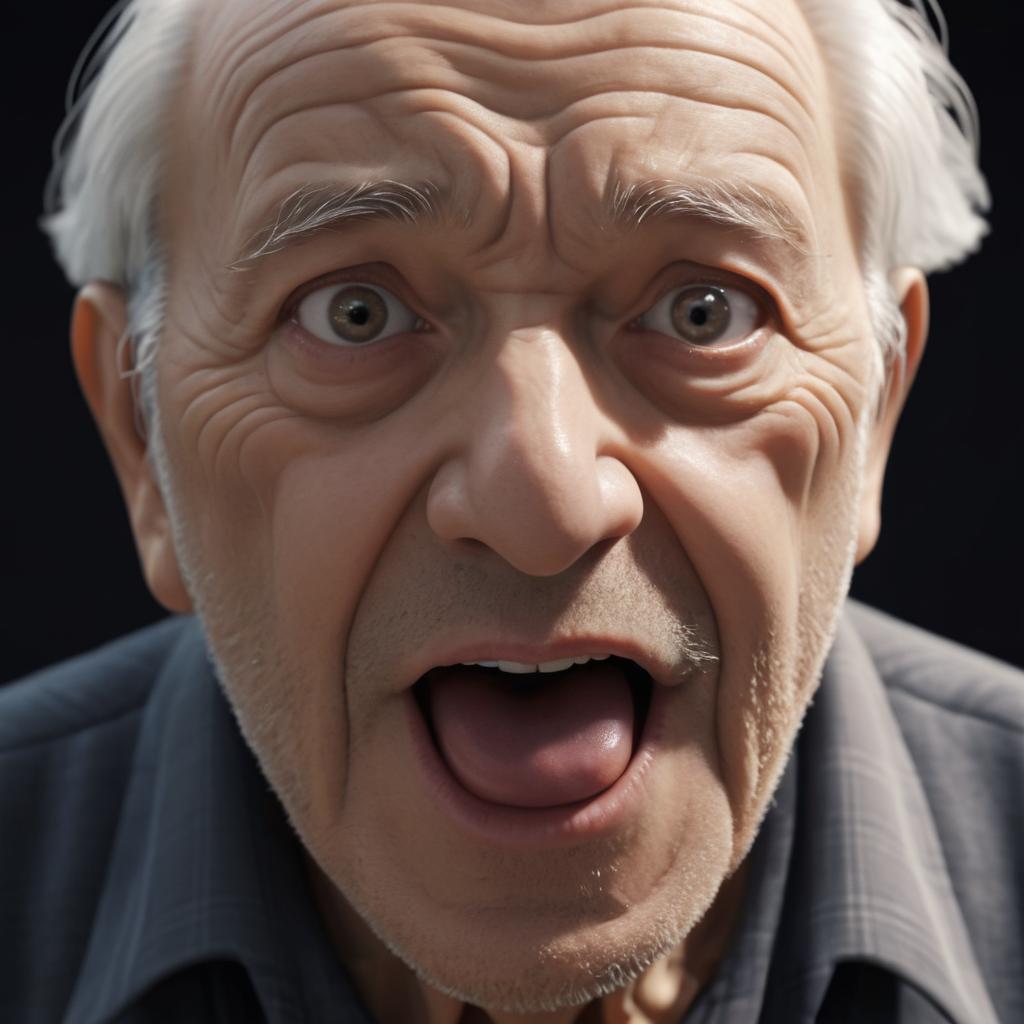 Elderly Man with Ominous Black Eyes