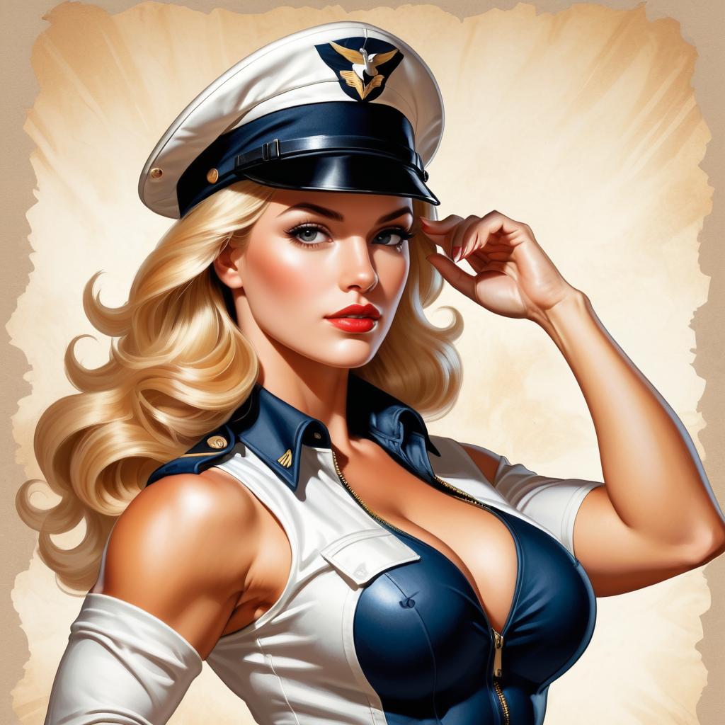 Muscular Fitness Model Pinup Art