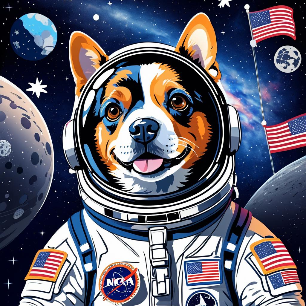 Astronaut Dog Exploring Outer Space