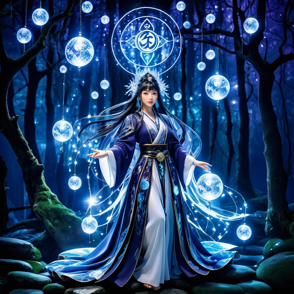 Enchanted Sorceress in Moonlit Forest