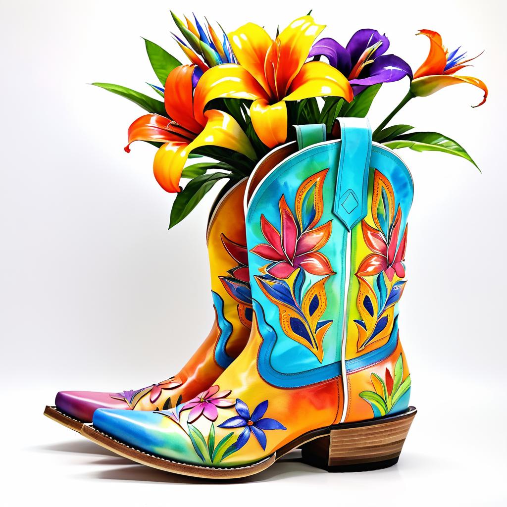 Whimsical Floral Boot Planter Art