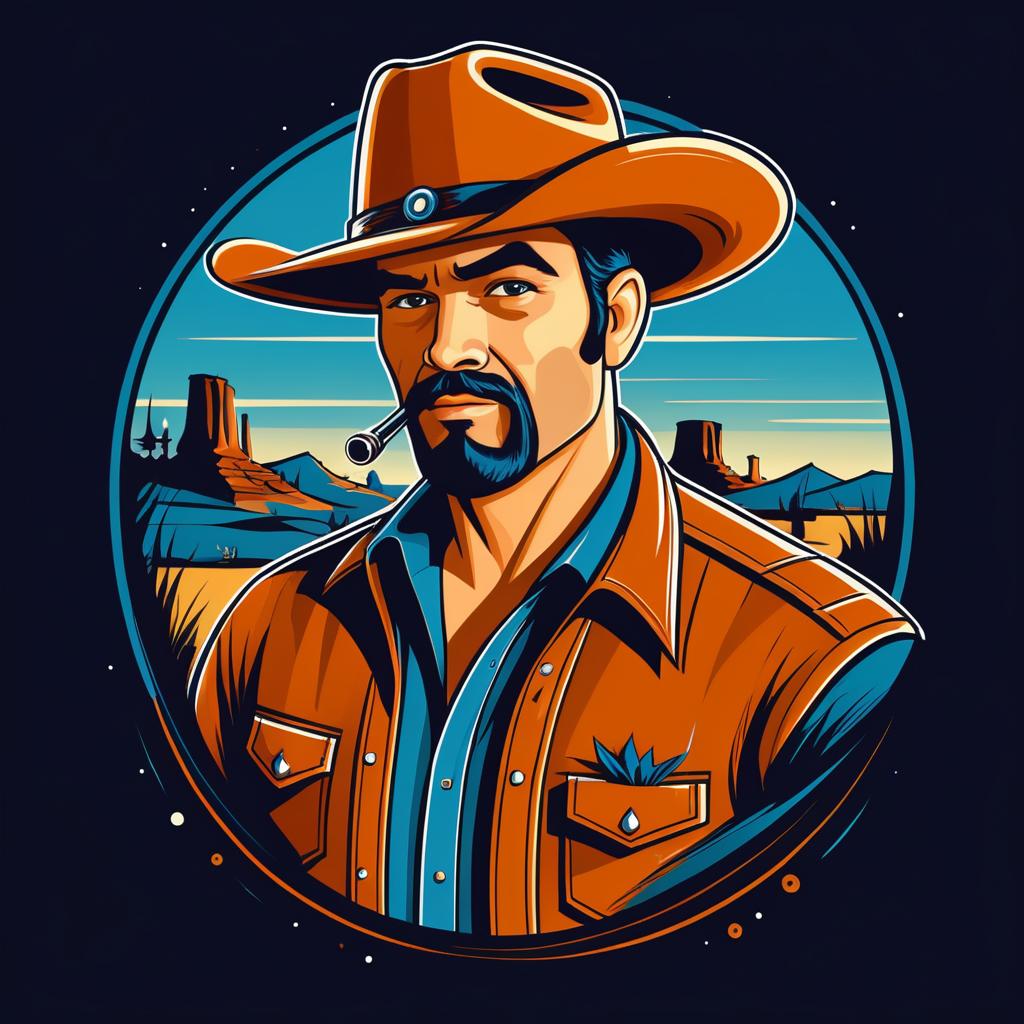 Vintage Western Cartoon T-Shirt Design