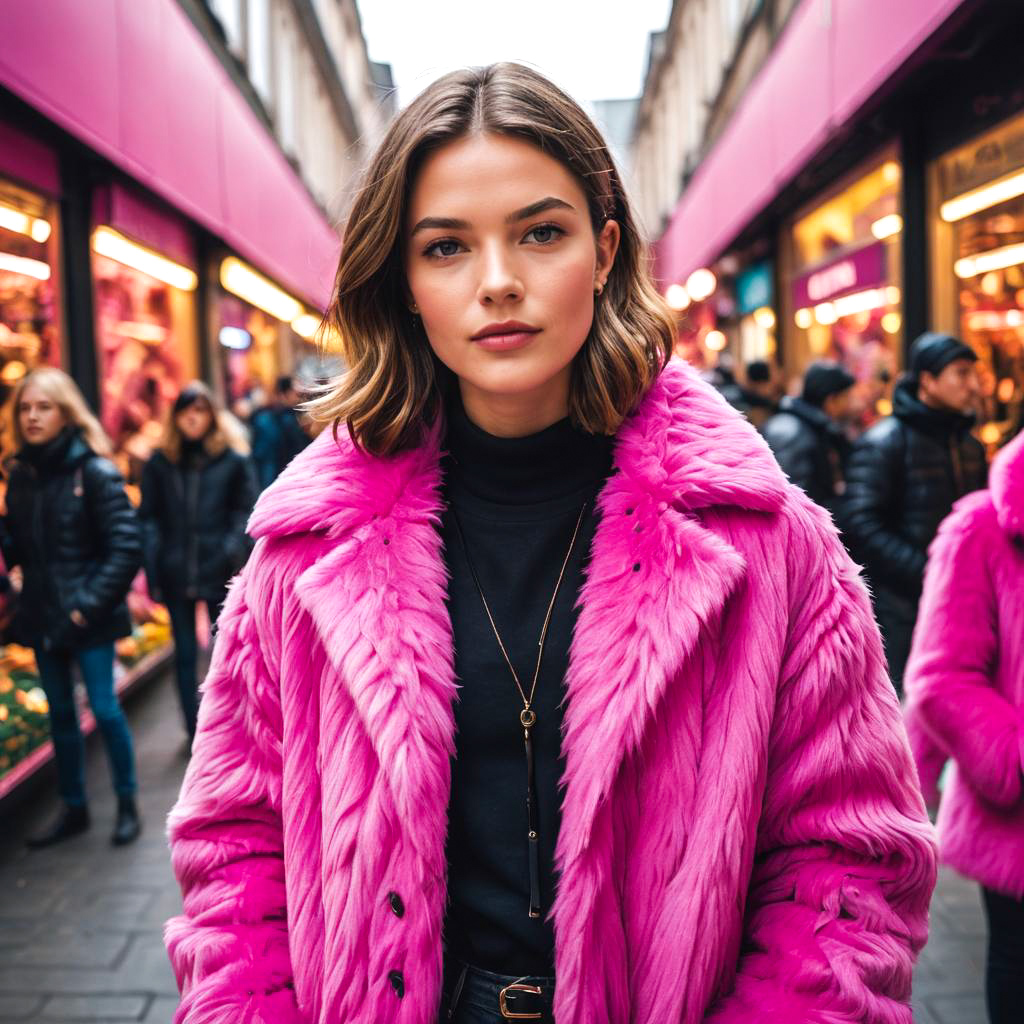 Trendy Teen in Vibrant Pink Coat