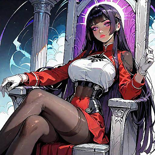 Anime Girl on Throne with Purple Glow