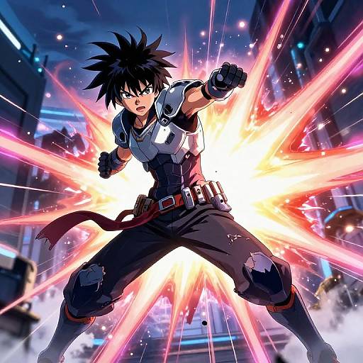 Anime Energy Blast Attack Scene