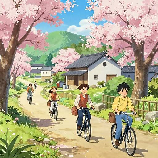 Anime-Style Countryside Cherry Blossoms