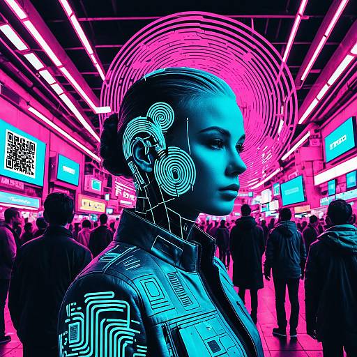 Futuristic Android in Cyberpunk Market