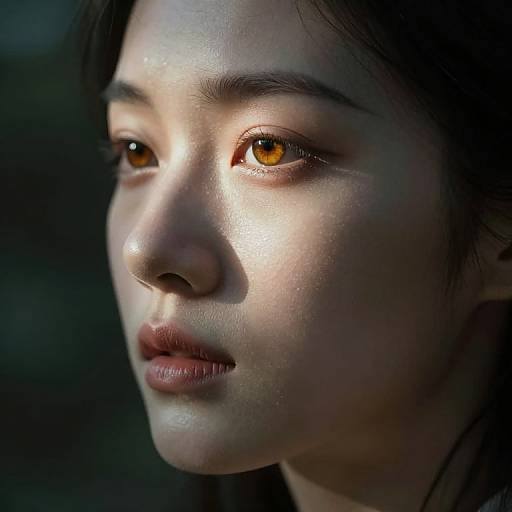 Enigmatic Figure in Amber Light