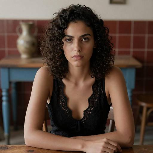 Serious Woman in Rustic Setting