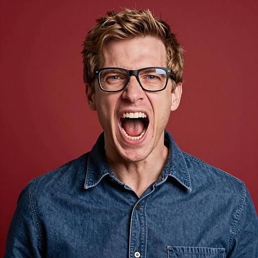 Man Shouting with Intense Expression