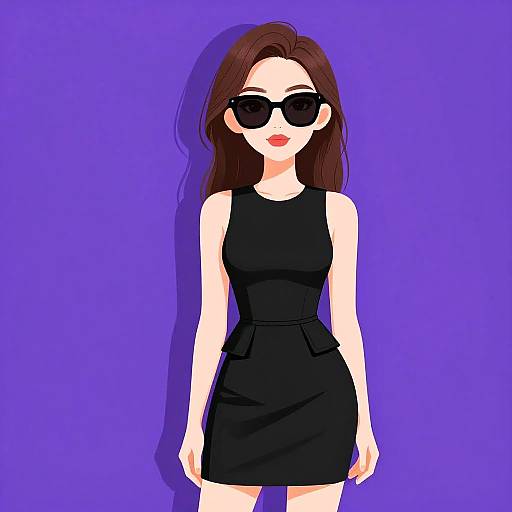 Chic Woman in Black Mini Dress