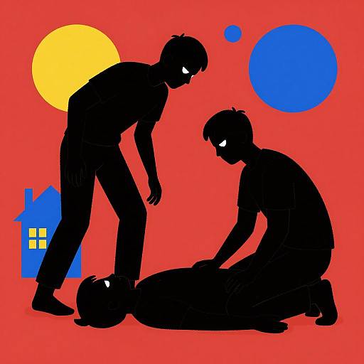 Intense Silhouettes on Red Background