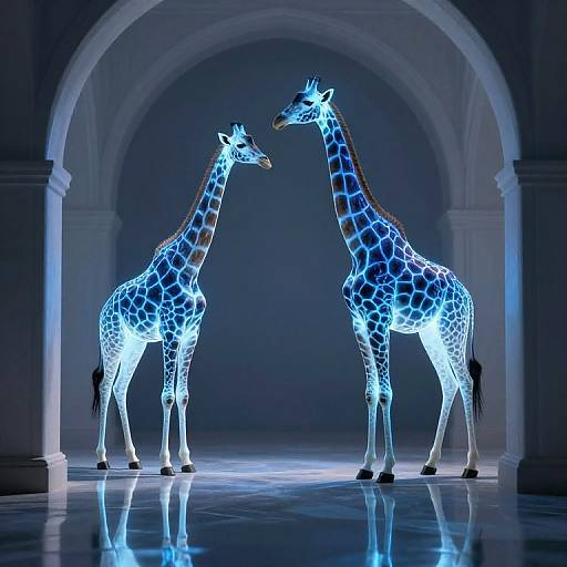 Ethereal Giraffes with Luminous Patterns