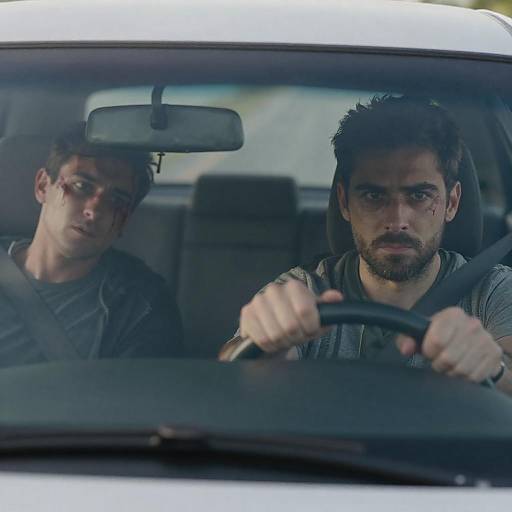 Tense moment with injured men in car