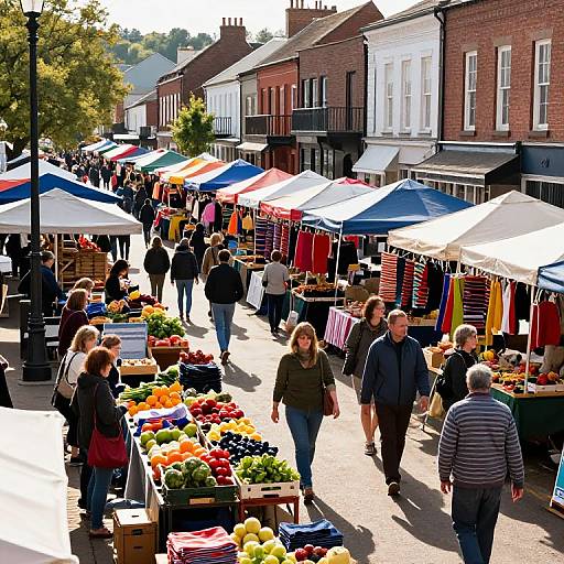 Vibrant Small Town Street Market