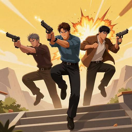 Action-Packed Comic-Style Illustration