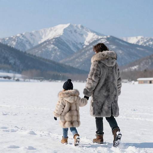 Winter Walk: Adult and Child in Coats