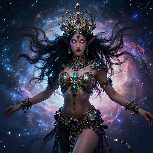 Mystical Goddess with Neon Eyes