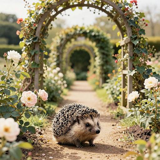 Chubby Hedgehog in Rose Garden
