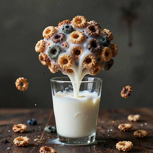 Surreal Decaying Cereal in Spoiled Milk