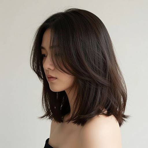Elegant Woman with Layered Crop Hairstyle