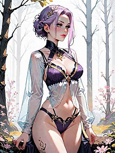 Dark Fantasy Woman in Sheer Lingerie