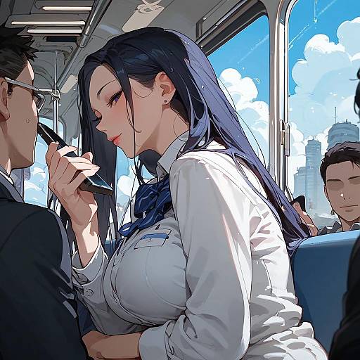 Rainy Train Anime Businesswoman Screencap