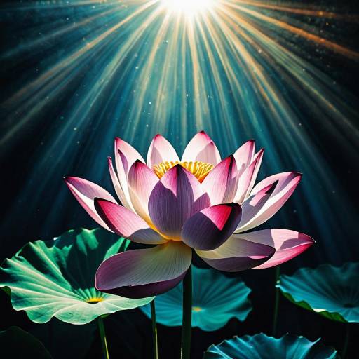 Lotus Flower Illuminated by Sun Rays
