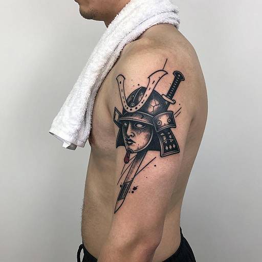 Shirtless Man with Samurai Tattoo