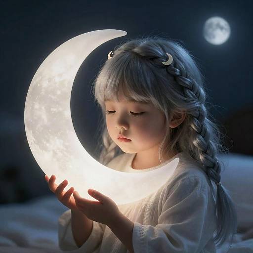 Wistful Moon Owl Child