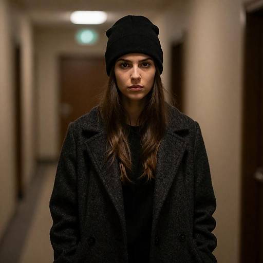 Moody Portrait of Woman in Hallway