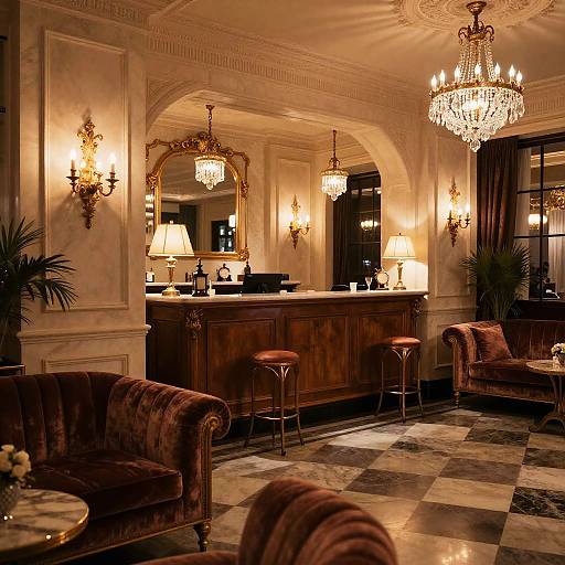 Luxurious Vintage Hotel Reception Scene