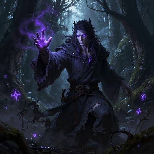 Shadar-kai Mage Casting Shadow Spell