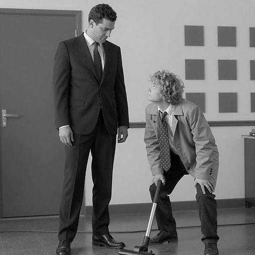 Contrast of Characters: A Black and White Scene