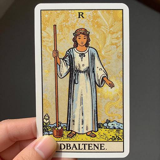 Gold Tarot Card with Girl