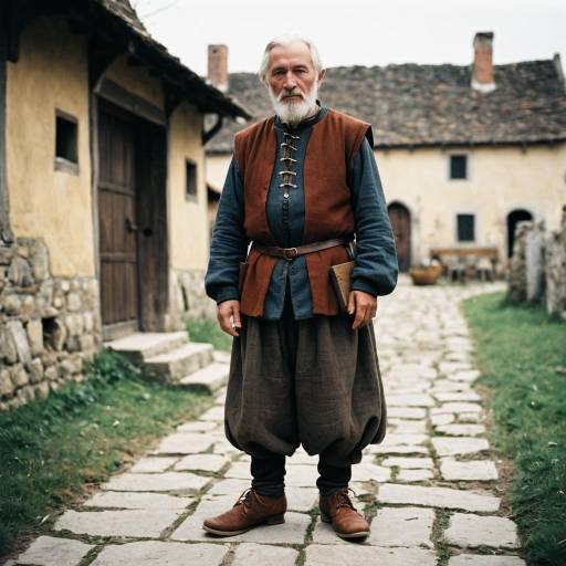 Elderly Man in Medieval Villager Costume