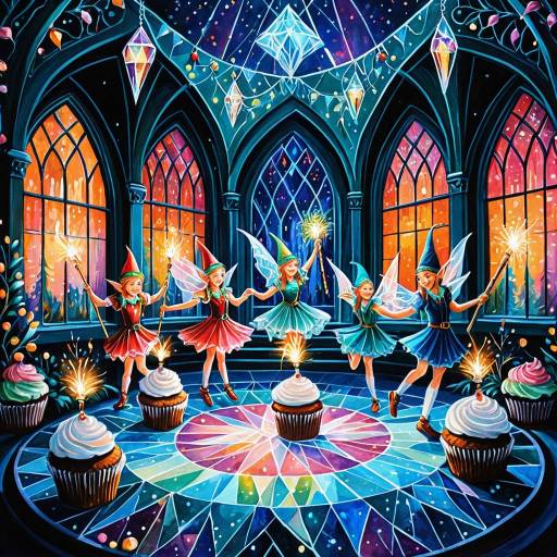 Whimsical Elves Dancing in Crystal Patio