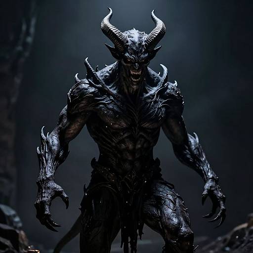 Hyper-realistic Menacing Demon with Horns
