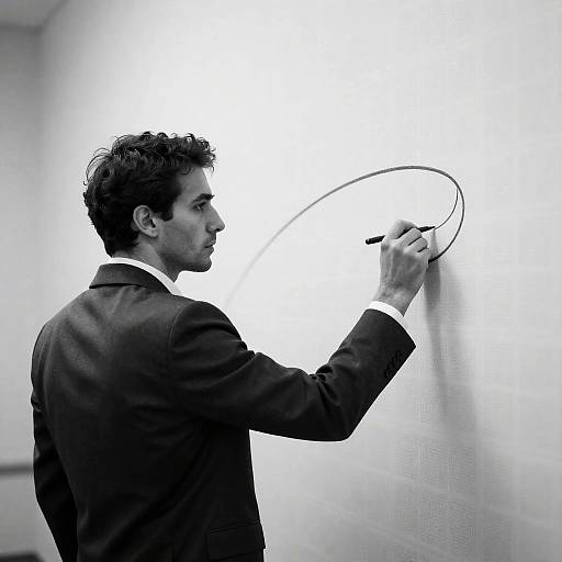 Man Drawing Abstract Line on Wall