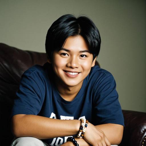 Smiling Asian Young Man Sitting Indoors