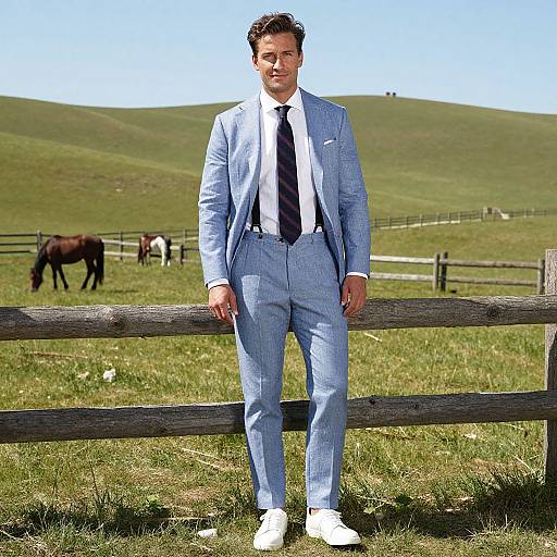 Stylish Man in Seersucker Suit Outdoors